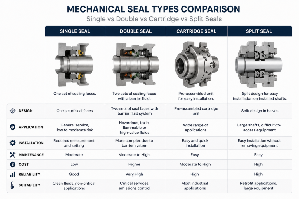 Types of mechanical seals comparison for beginners