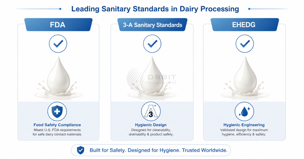 Key regulatory standards for food-safe seals in dairy processing – FDA, 3-A, and EHEDG