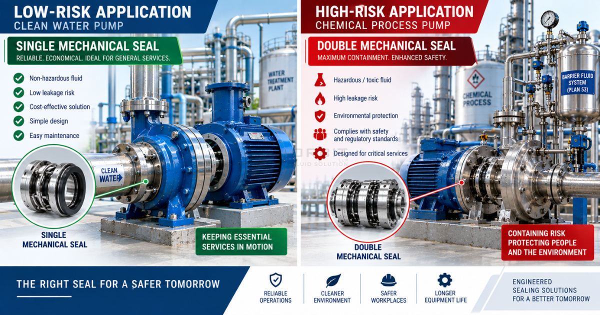 Conceptual industrial illustration Left side shows a low-risk application