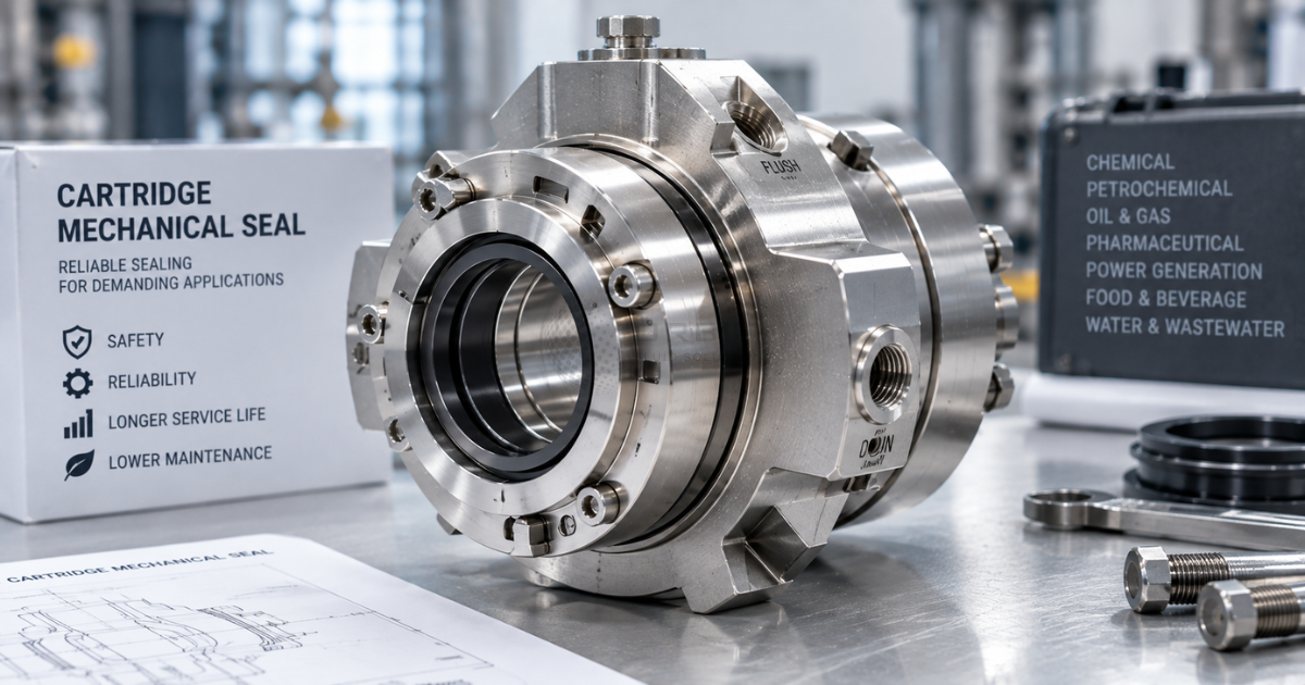 Professional product photograph of a cartridge mechanical seal