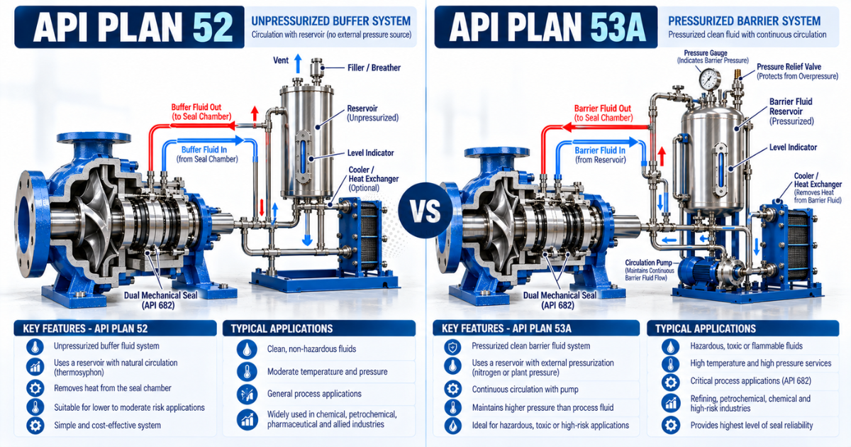Side-by-side technical illustration comparing API Plan 52