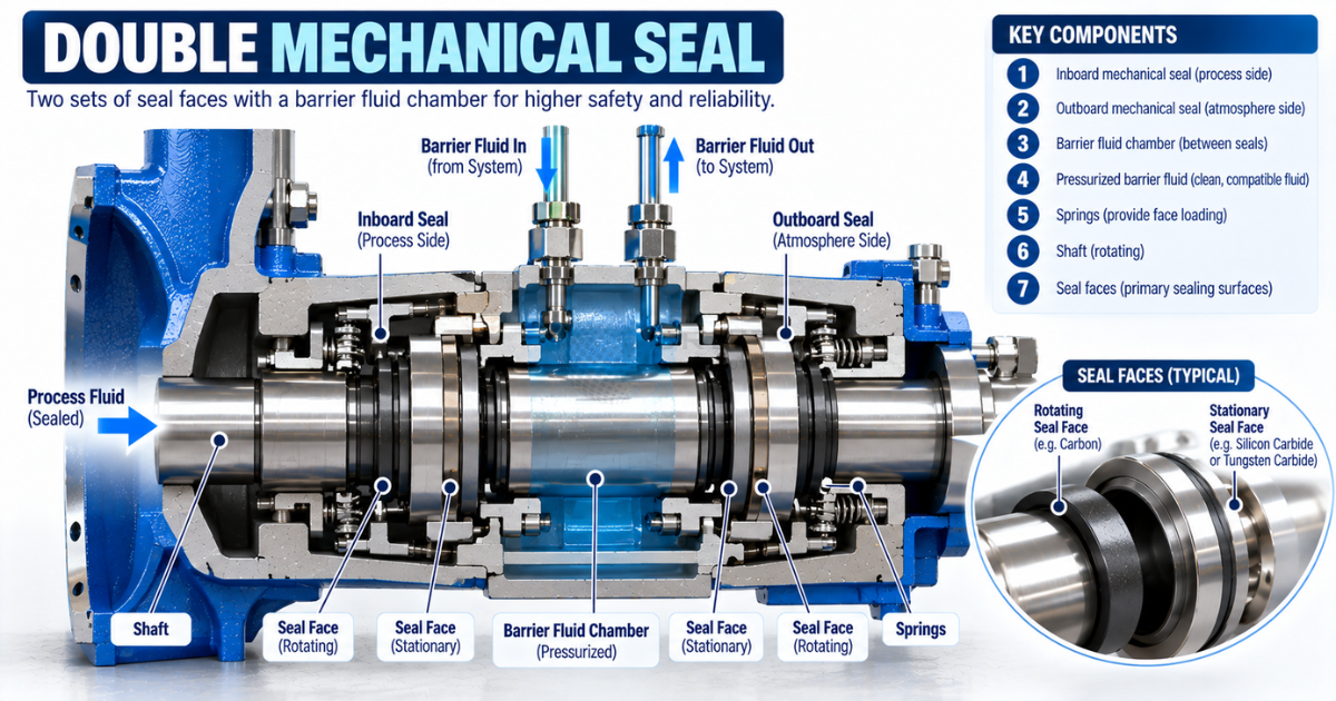 Technical cross-section illustration of a double mechanical seal (2)